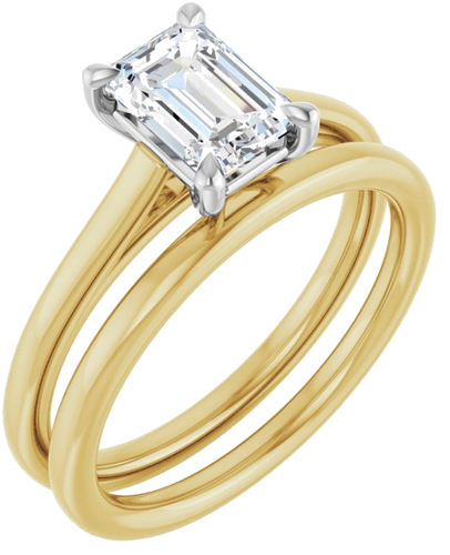 Sužadėtuvių Žiedas „Claw-Pong“ 14k yellow/white gold Emerald 7mm x 5mm (6)