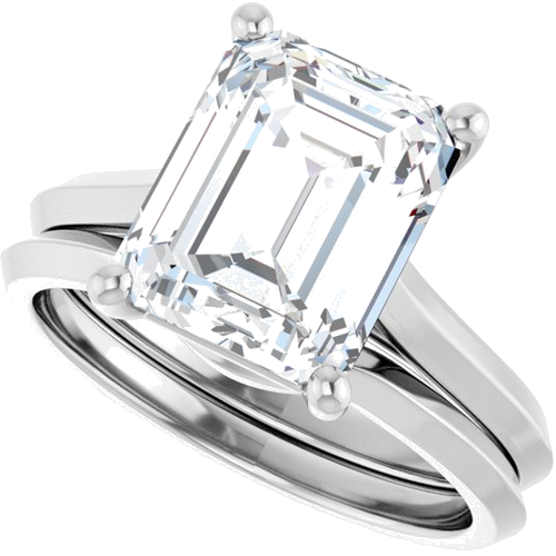 Sužadėtuvių Žiedas „Claw-Prong“ 14k white gold Emerald 10mm x 8mm (10)