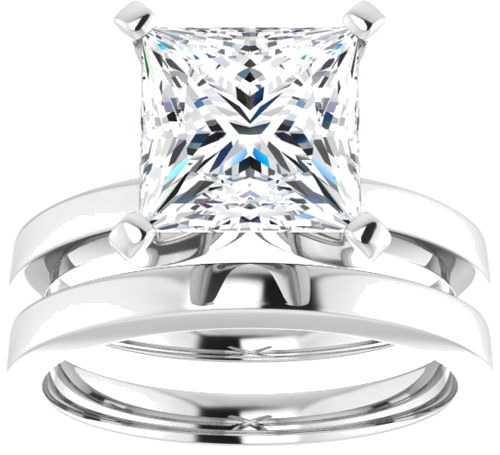 14K White 8x8 mm Square Solitaire Engagement Ring Mounting (8)