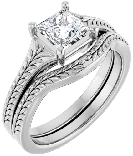 Sužadėtuvių Žiedas „Solitaire“ 14k white gold Square 5mm (6)