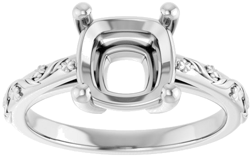 Sužadėtuvių Žiedas „Solitaire“ 14k white gold Cushion 8mm (3)