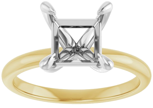 Sužadėtuvių Žiedas „Solitaire“ 14k yellow/white gold Square 7mm (3)