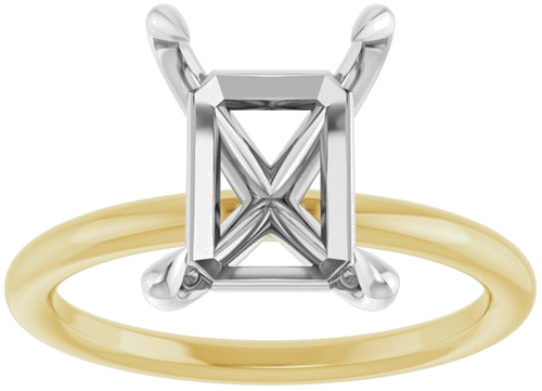 Sužadėtuvių Žiedas „Claw-Prong Solitaire“ 14k yellow/white gold Emerald 10mm x 8mm (3)