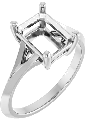 Sužadėtuvių Žiedas „Solitaire Split Shank“ 14k white gold Emerald 9mm x 7mm (1)