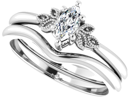 Sužadėtuvių Žiedas „Solitaire“ 14k white gold Marquise 6mm x 3mm (10)