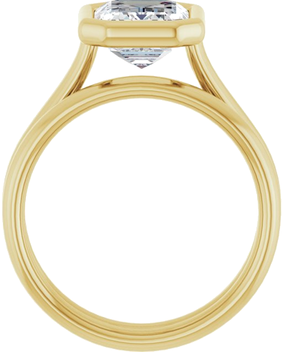 Sužadėtuvių Žiedas „Bezel-Set Solitaire“ 417 Geltonojo Aukso Emerald 9mm x 7mm (7)