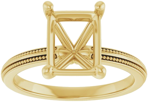 Sužadėtuvių Žiedas „Solitaire Milgrain“ 14k yellow gold Emerald 9mm x 7mm (3)