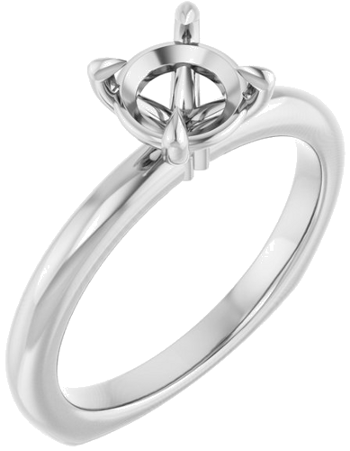 Sužadėtuvių Žiedas „Claw-Prong Euro Shank“ 14k white gold Round 6.5mm (1)
