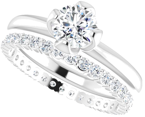 Sužadėtuvių Žiedas „Solitaire“ 14k white gold Round 6.5mm (10)