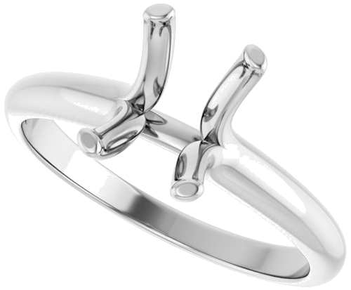 14K White 8x6 mm Emerald Solitaire Engagement Ring Mounting (5)