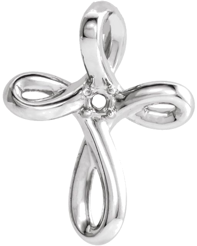 Sterling Silver 1.5 mm Round Cross Pendant Mounting (4)