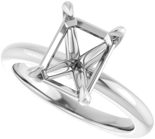 Sužadėtuvių Žiedas „Claw-Prong Euro Shank“ 14k white gold Emerald 9mm x 7mm (5)