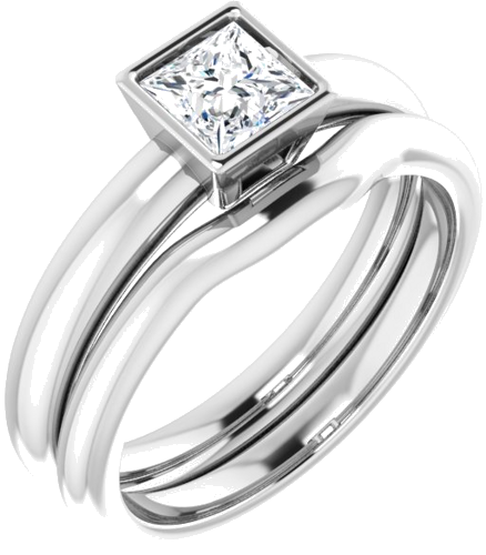 14K White 4.5 mm Square Engagement Ring Mounting (6)