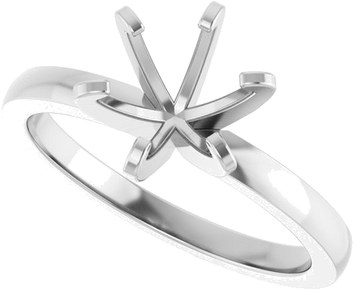 14K White 7.3-7.7 mm Round Solitaire Engagement Ring Mounting (5)