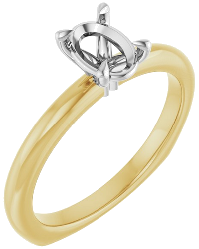 Sužadėtuvių Žiedas „Claw-Prong Euro Shank“ 14k yellow/white gold Oval 7mm x 5mm (1)