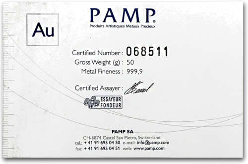 50 гр. Отлято златно инвестиционно кюлче PAMP Suisse (2)