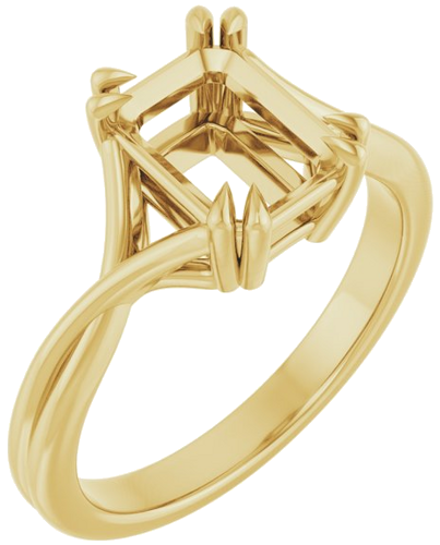 14K Yellow 8x6 mm Emerald Solitaire Engagement Ring Mounting (1)