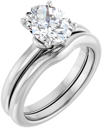 Sužadėtuvių Žiedas „Solitaire“ 14k white gold Oval 9mm x 7mm (6)