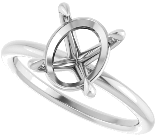 Sužadėtuvių Žiedas „Claw-Prong Solitaire“ 14k white gold Oval 10mm x 8mm (5)