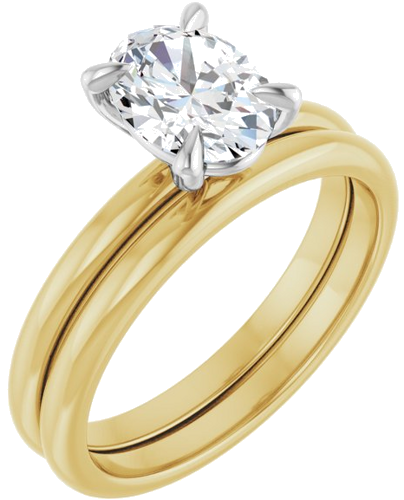 Sužadėtuvių Žiedas „Solitaire“ 585 Baltojo Ir Geltonojo Aukso Oval 8mm x 6mm (6)