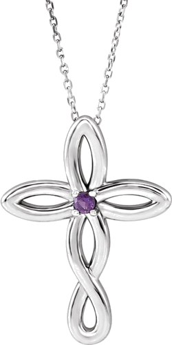 14K White 1-Stone Family Cross 16-18  Necklace Mounting (3)