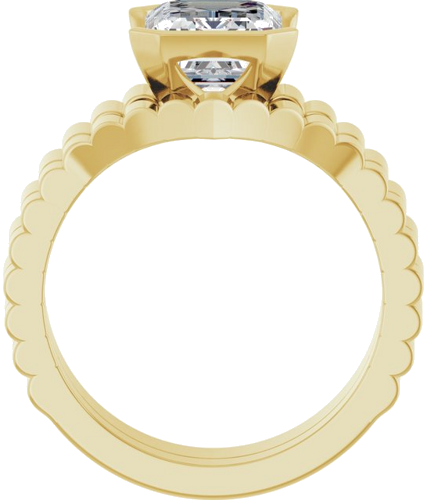 Sužadėtuvių Žiedas „Half-Bezel Solitaire“ 14k yellow gold Emerald 9mm x 7mm (7)