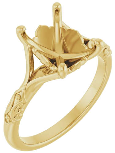 Sužadėtuvių Žiedas „Solitaire Sculptural“ 14k yellow gold Emerald 9mm x 7mm (1)