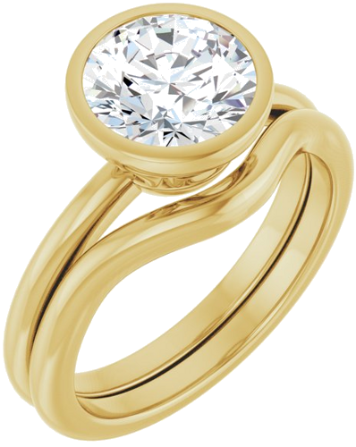 Sužadėtuvių Žiedas „Bezel-Set“ 14k yellow gold Round 8mm (6)
