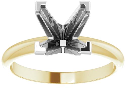 14K Yellow White 7.5 mm Square V-End 4-Prong Engagement Ring Mounting (3)