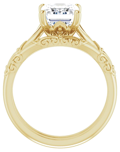 Sužadėtuvių Žiedas „Solitaire Sculptural“ 14k yellow gold Emerald 9mm x 7mm (7)