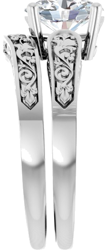 Sužadėtuvių Žiedas „Solitaire Floral“ 14k white gold Oval 8mm x 6mm (9)