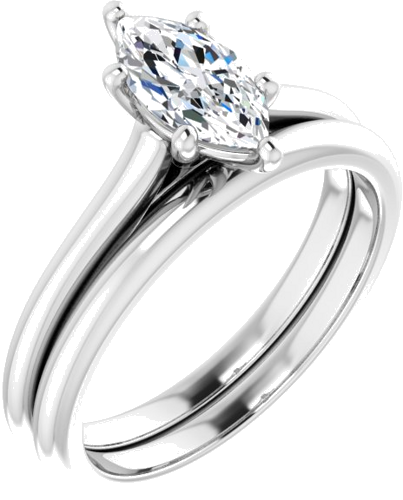 14K White 9x4.5 mm Marquise Solitaire Engagement Ring Mounting (6)