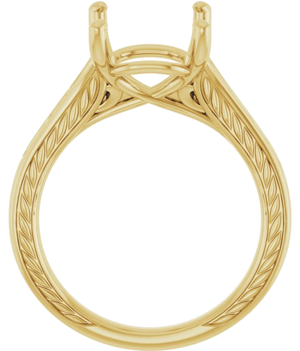 Sužadėtuvių Žiedas „Solitaire Scroll“ 14k yellow gold Emerald 11mm x 9mm (2)