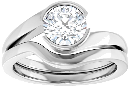 Sužadėtuvių Žiedas „Half-Bezel Solitaire“ 14k white gold Round 6.5mm (8)