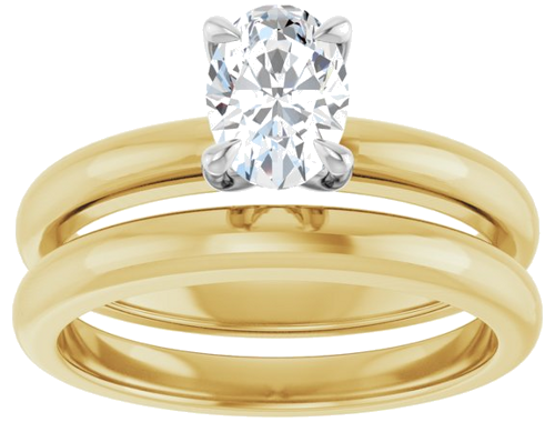 14K Yellow White 7x5 mm Oval Solitaire Engagement Ring Mounting (8)