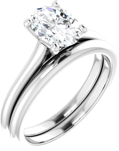 14K White 8x6 mm Oval Solitaire Engagement Ring Mounting (6)