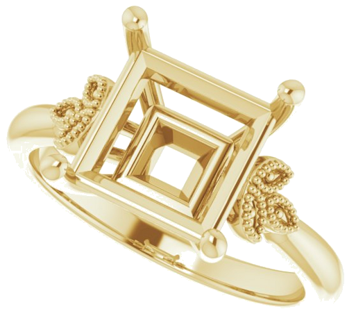 Sužadėtuvių Žiedas „Solitaire“ 14k yellow gold Square 8mm (5)