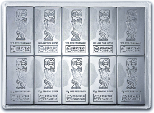 10 x 10 g CombiCoin™ 2012 Kuko salos 1 dolerio sidabrinės monetos Valcambi (1)