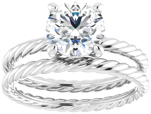 Sužadėtuvių Žiedas „Solitaire Rope“ 14k white gold Round 7.4mm (8)