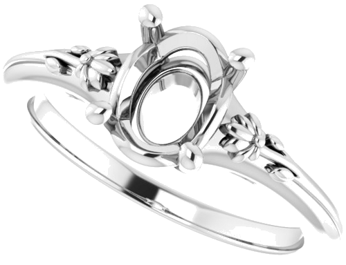 Sužadėtuvių Žiedas „Solitaire“ 585 Baltojo Aukso Oval 8mm x 6mm (5)