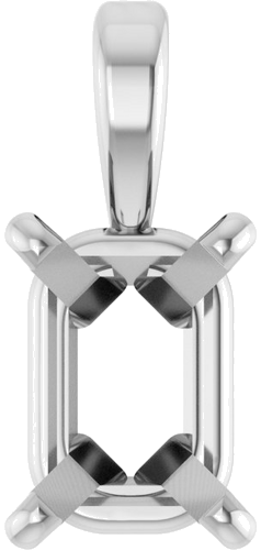 14K White 6x4.5 mm Emerald 4-Prong Pendant Mounting (1)