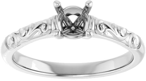14K White 5.2 mm Round Solitaire Engagement Ring Mounting (3)