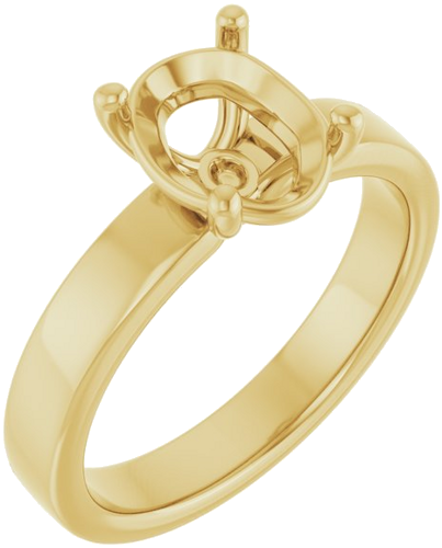 14K Yellow 9x7 mm Oval Solitaire Engagement Ring Mounting (1)