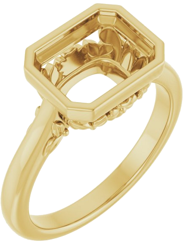 Sužadėtuvių Žiedas „Bezel-Set“ 14k yellow gold Emerald 9mm x 7mm (1)