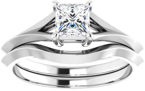 14K White 4.5 mm Square Solitaire Engagement Ring Mounting (8)