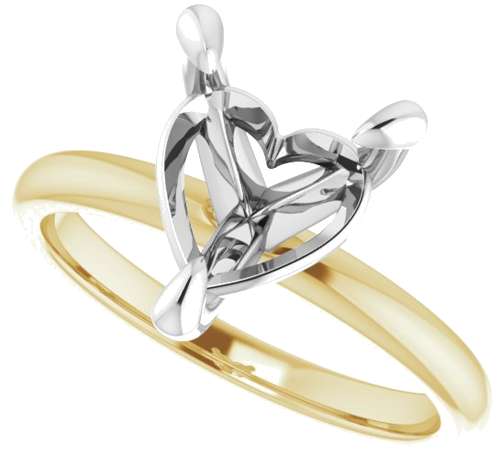 14K Yellow White 9 x 9 mm Heart Engagement Ring Mounting (5)