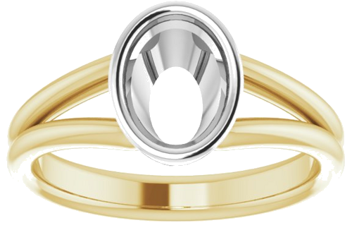 18K Yellow   White 8x6 mm Oval Engagement Ring Mounting (3)