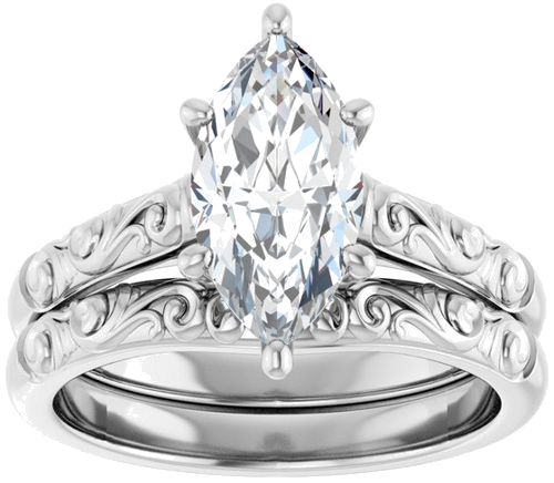 Sužadėtuvių Žiedas „Solitaire“ 14k white gold Marquise 12mm x 6mm (8)