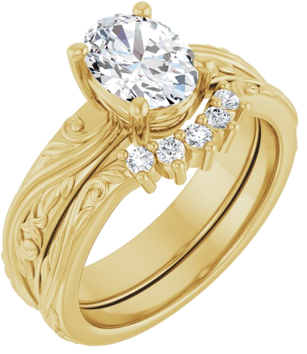 Sužadėtuvių Žiedas „Solitaire Sculptural“ 14k yellow gold Oval 8mm x 6mm (6)