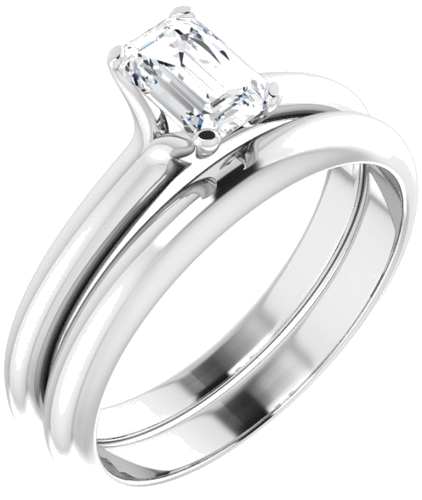 14K White 6x4 mm Emerald Solitaire Engagement Ring Mounting (6)